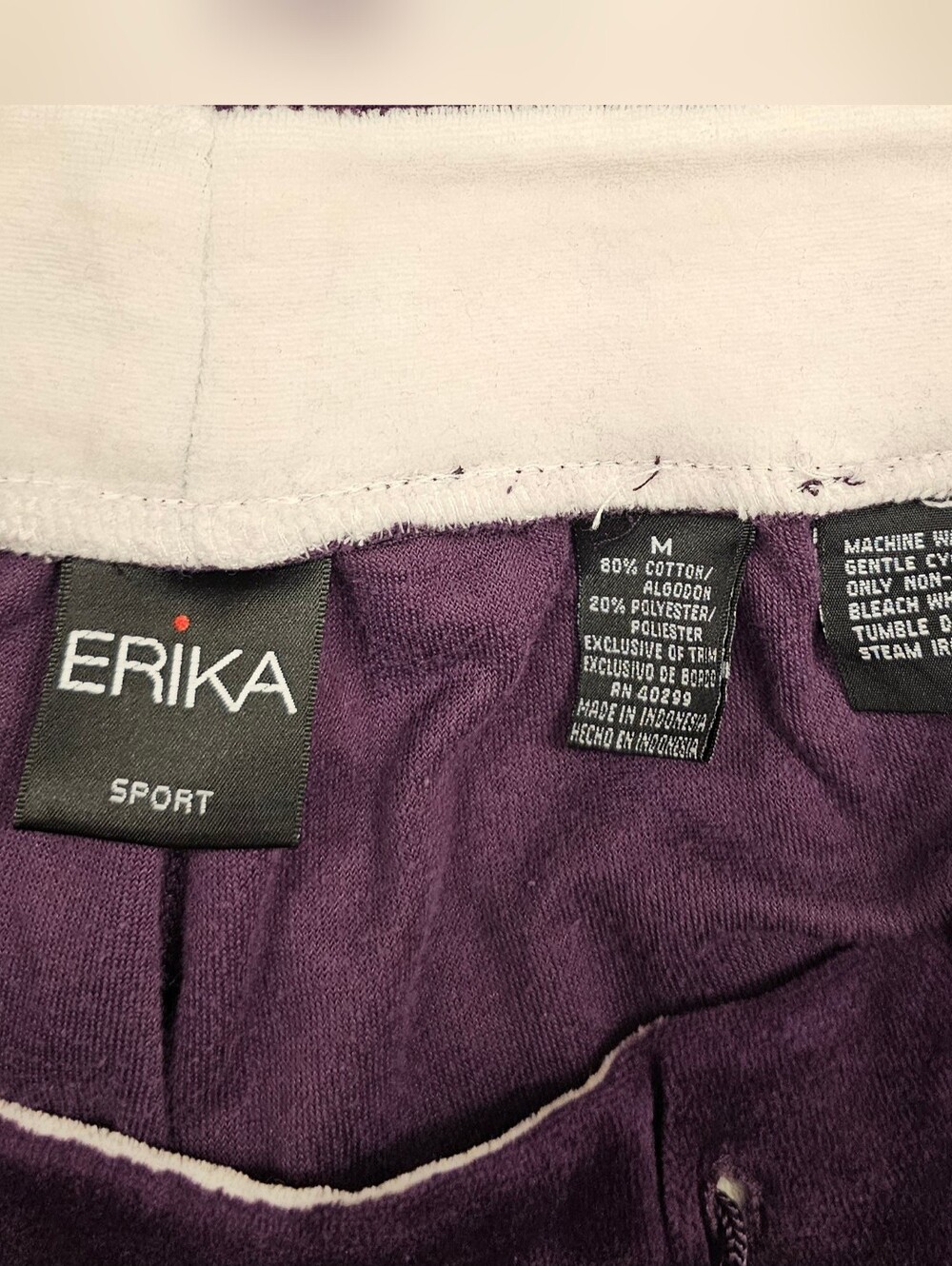 Erika Purple Velour Track Pants with Cream Side Stripes - Picture 7 of 7